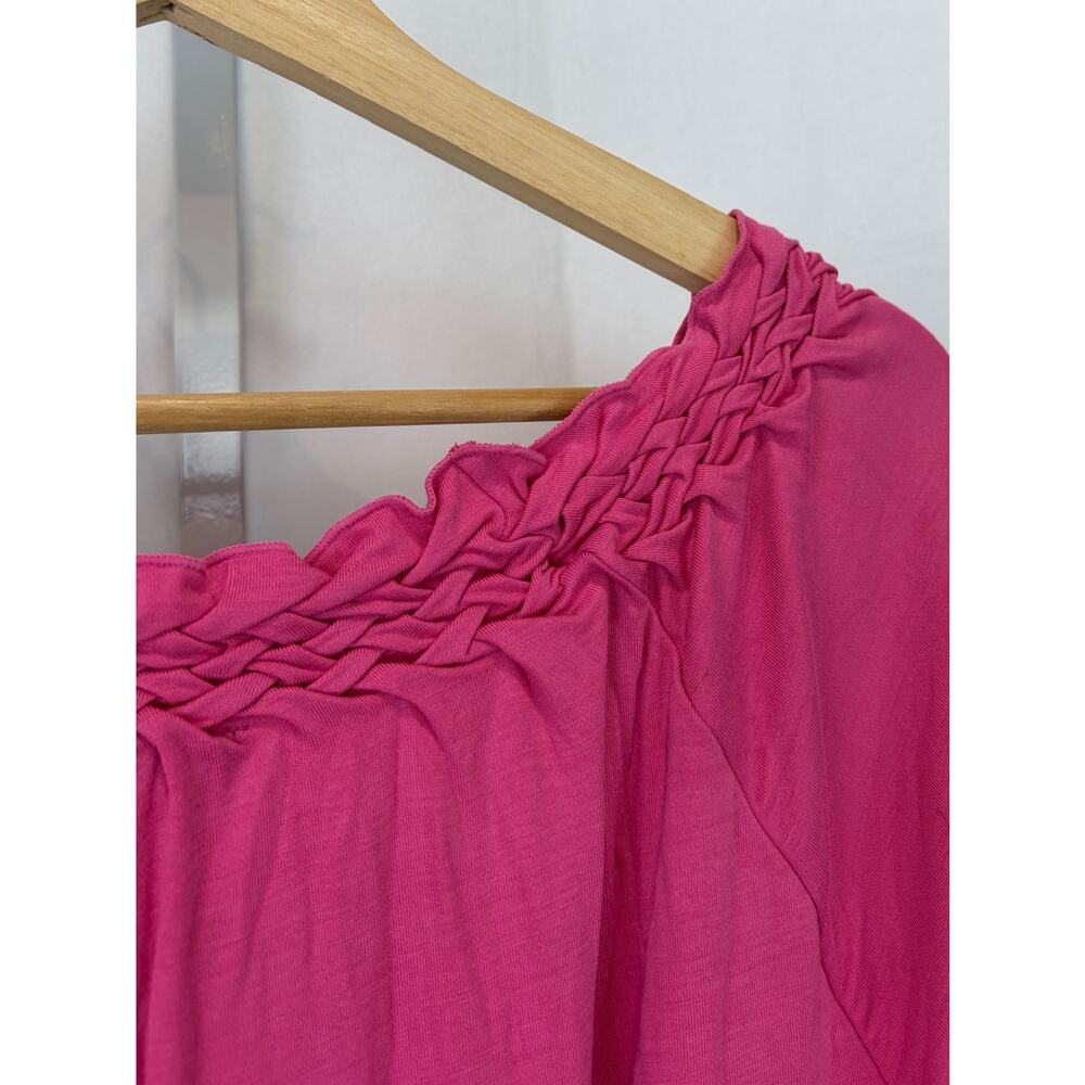 NWT TALBOTS Gathered Scoop Neck Jersey Knit Dress Tie Belt Short Sleeve Pink X - Picture 7 of 9